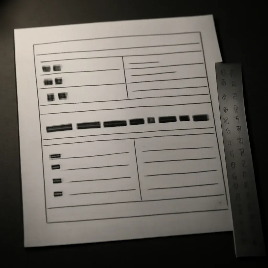 A package specification shown as data — price, timeline and includes list, duotone.